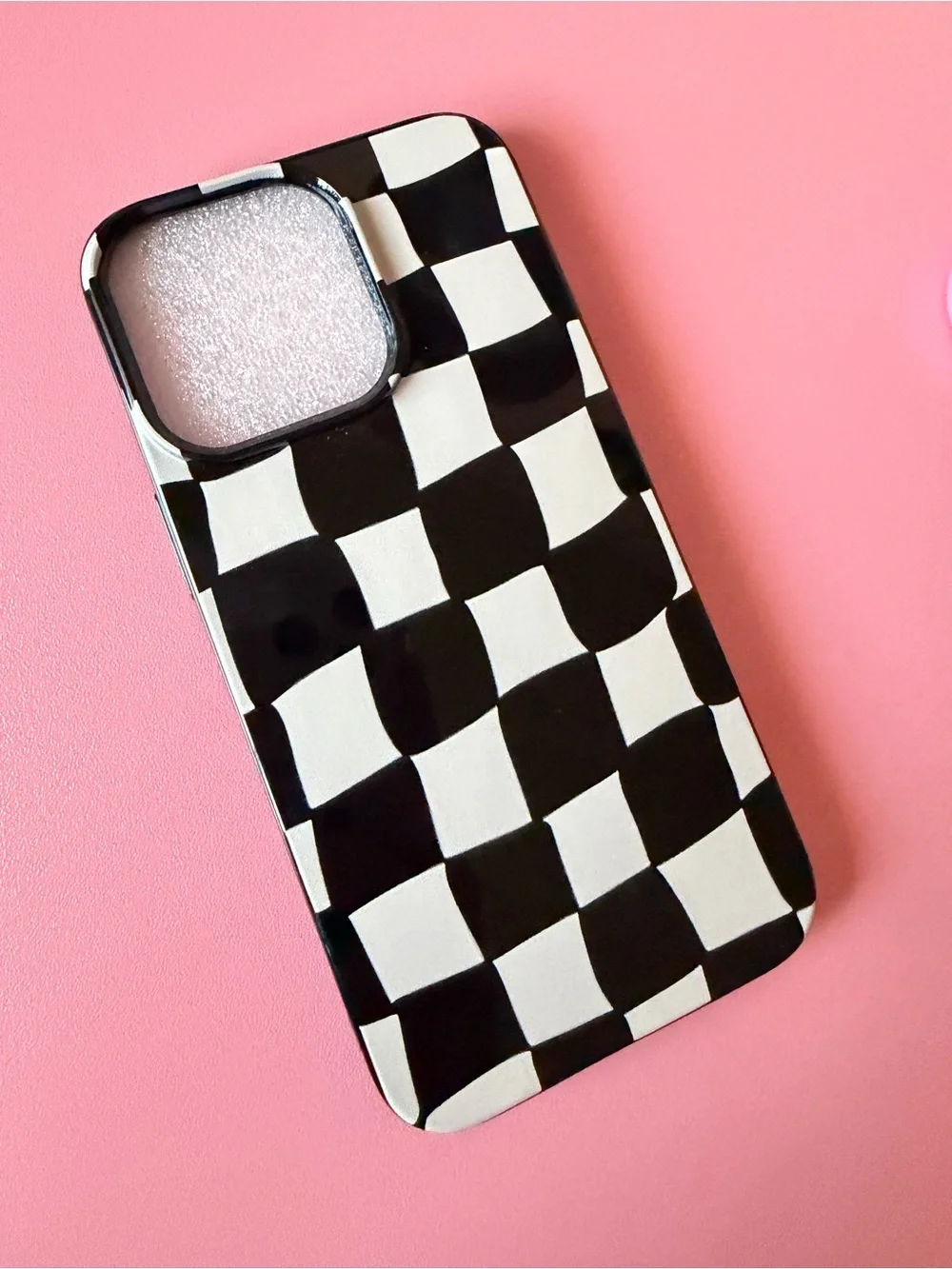 Warped Black & White Checker iPhone 13 Pro phone case